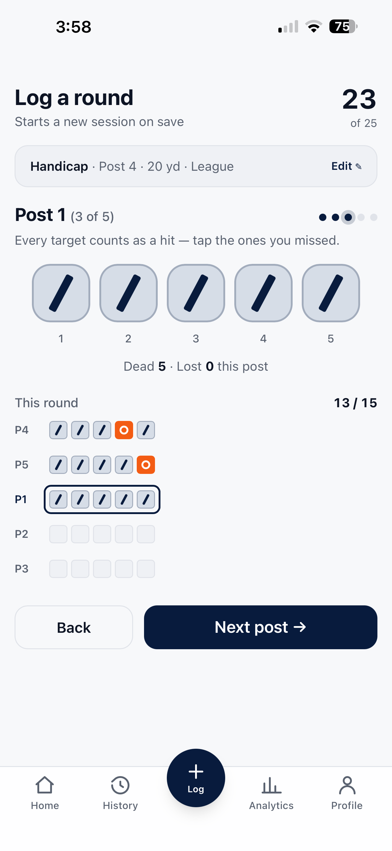 By Post mode: score one post at a time at the line